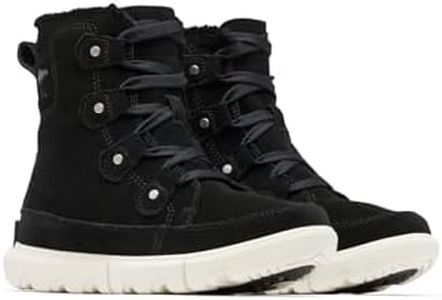 Sorel Women's Explorer Next Joan Waterproof Boots, Black, Fawn, 9.5