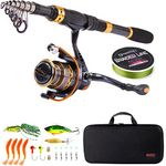 Sougayilang Telescopic Fishing Rod Reel Combos Portable Fishing Pole with Spinning Reel Fishing Carrier Bag for Travel Saltwater Freshwater Fishing（1.8M/5.91Ft）