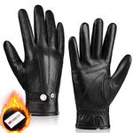 MAGILINK Leather Gloves for Men Winter Genuine Sheepskin, Gloves for Men Thinsulate Lined, Winter Gloves Touchscreen Driving, Black, Medium