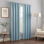 ECLIPSE Kendall Modern Blackout Thermal Rod Pocket Window Curtain for Bedroom or Living Room (1 Panel), 42" x 84", Sterling Blue