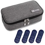 ALLCAMP Insulin Cooler Travel Case for Diabetic Organize Medication with 4 Ice Pack - Epipen Case Portable and Reusable Grey (Medium)