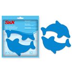 S&X Bathtub Non Slip Stickers,Grippy Dolphin Adhesive Treads – Fine Gritty Textured Surface – Pack of 12 Shower Floor Non Slip Stickers – Comfortable Grip On Slipper Surfaces