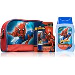 Spiderman Kids Toiletry Bag Gift Set - Boys Toiletry Bag with Extra Mild 2-in-1 Hair and Body Wash (200 ml) and Fresh Strawberry Flavour Lip Balm - Fun, Gentle, and Refreshing Care Set for Kids