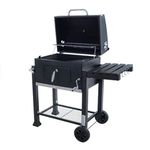 Azuma Rhino BBQ Charcoal Barbecue BBQ Grill Grey Steel Portable With Wheels, Hanging Hooks & Bottle Opener For Garden Patio Outdoor Summer Party Food Cooking Grilling For Family Friends At Summertime