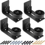 4 Pcs Sliding Barn Door Floor Guide Flush Design Wall Mount Bottom Adjustable Roller 8 Assemble Setup Options Flat Non Scratch Barn Door Hardware Kit, Black