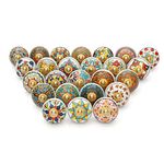 Craft Trade Knobs for Cabinets and Drawers Assorted Mandala Cabinet Knobs Vintage Ceramic Knobs Colorful Kitchen Pull Handles Cabinets Cupboard for Wardrobe Home Interior Décor-Pack of 25