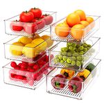 FUSACONY Fridge Storage Organiser - Set of 6 Stackable Fridge Organisers Clear Refrigerator Storage Boxes Bins for Kitchen, Pantry, Cabinets, Cosmetics, Drawer - BPA Free (3 Sizes)