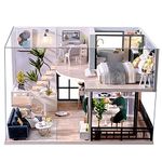 CUTEBEE Dollhouse Miniature with Furniture, DIY Wooden DollHouse Kit Plus Dust Proof and Music Movement, 1:24 Scale Creative Room Idea-L32