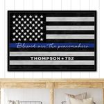 Pretty Perfect Studio Custom Police Officer Law Enforcement Gift, Personalized Thin Blue Line Flag For The Home Blessed Are The Peacemakers Sign on Canvas Art 18"x24"