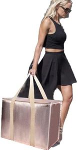 insulated picnic bag extra cooler Grocery shopping bags, Reusable, Heavy Duty, zipped zipper,Collapsible,tote,for men,women,for car,Recycled Golden XL-Large