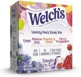 Welch's Singles To Go Variety Pack, Watertok Powdered Drink Mix, Includes 4 Flavors, Grape, Passion fruit, Strawberry Peach, Cherry Pomegranate, 1 Box (40 Servings)