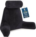 Husband Pillow XXL The Original for Adults - 30" Tall Backrest for Sitting Up in Bed - Firm Support Reading & Bed Rest Pillows for Adults, Neck Roll, Removable Cover - TV - Black