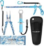 HAUSHOF 3PC Camo Fishing Tool Kit, Fishing Pliers with Sheath, Fish Lip Gripper, Aluminum Fish Hook Remover, Saltwater Resistant Fishing Gear for Fly Fishing, Gifts for Men Women