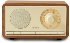JOIIMU Vintage FM Radio Bluetooth Speaker, 2600mAh Rechargeable Retro Radio with Built-in FM Antenna for Home Kitchen and Living Room with Rotary Knob