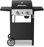 21000 BTU Propane Gas Grill with 2-Burner,325 sq.in Outdoor BBQ Grill for Barbecue Cooking with Top Cover Lid,Wheels,Side Storage Shelves,Barbeque Stove for Patio Garden Camping,Black