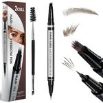 2CHILL 2-in-1 Eyebrow Pen for Women, Microblading 4D Eyebrow Pencil with Hair-Like Brush Tip, Waterproof Long Lasting Natural Brow Makeup, Dual-Ended Eyebrow Brush & Eyeliner Function (Light Brown)