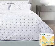 California Design Den 100% Cotton Dotted Duvet Cover Set - Luxury 400 Thread Count, Polka Dot Bedding Set, Smooth Sateen Weave, Button Closure and Corner Ties (3 Piece, Navy Dot, King Size)