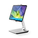 Tablet Stand, Adjustable Heavy Duty Aluminium Stand, 360° Swivel Foldable Holder for iPad, Samsung Tab, Kindle, Nintendo Switch (4.7-13"), Design for Desk Kitchen Office POS Reception (Silver)