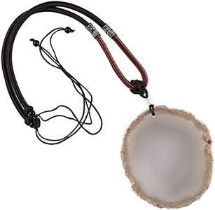 TUMBEELLUWA Stone Pendant Necklace Amulet Reiki Healing Crystal with Nylon Cord Handmade Jewelry for Women,Natural Color Agate Slice