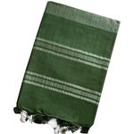 HAIDER ALI AND SONS Pure Linen Ethnic Wear Saree For Women's (With Blouse)_ (Dark Green)