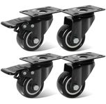 .PRO 2 inch 50mm Heavy Duty Caster Wheels + Screws Swivel Castor Wheel 300kg Load - Rubbered Trolley Wheels - Silent No Floor Marks for Moving Furniture (2 wheels with brakes 2 wheels without brakes)