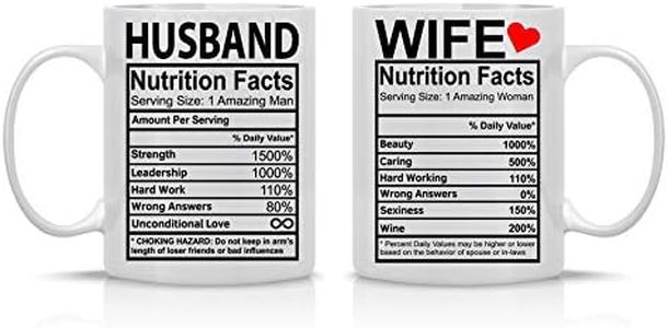 Husband and Wife Nutrition Facts - 11oz White Ceramic Coffee Mug Couples Sets - Funny His and Her Gifts -Husband and Wife Anniversary Presents - Wedding Gift - by CBT Mugs