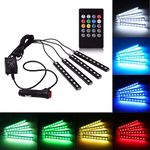 AutokraftZ Interiors 4X 9 Led RGB Car Interior Decorative Light Floor Atmosphere Strip Light Car Under Dash Interior Led Lighting Kit with Sounds Activated Wireless IR Remote Control (6W, Multicolor)