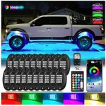 LD DARKEAGLE 20Pods RGB LED Rock Lights with APP/RF Remote Control, Segmented Multicolor Underglow Light Exterior Music Mode Waterproof 12V for Semi Trucks Pickup Jeep RV Golf Cart Offroad UTV ATV SXS