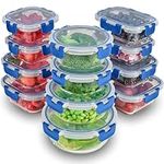 24-Piece Superior Glass Food Storage Containers Set - Airtight BPA-Free Locking Lids - 100% Leakproof Borosilicate Glass Meal Prep Food Containers With Lids - Freezer to Oven Safe Takeaway Lunch Boxes