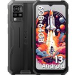 Rugged Smartphone, Blackview BV4800 Android 13 Unlocked Cell Phone, 6GB+64GB/SD 1TB, 5180mAh, 6.56''HD+, 13MP, 4G Dual SIM, 3 Card Slots, Face/Fingerpirnt Unlocked, IP69K Waterproof Phones with NFC