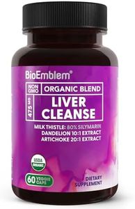 BioEmblem USDA Organic Liver Cleanse - 80% Silymarin Milk Thistle Extract for Liver Health and Liver Function with Dandelion & Artichoke Extracts - 100% Vegan, Non-GMO - Herbal Liver - 60 Capsules