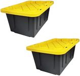 HOMZ 2 Pack Durabilt Storage, Heavy Duty Stackable Bins, 15 Gallon, Black/Yellow