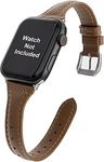 Zitel® Leather Bands Compatible with Apple Watch Straps for Women Girls, Top Grain Leather Band Slim & Thin Replacement Wristband for 41mm 40mm 38mm Series 9 8 7 6 5 4 3 2 1 SE - Coffee Brown