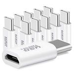 (Pack of 10) USB-C Adapter, Type C (Male) to Micro USB (Female) Converter Charging Sync for Galaxy S20 Note 10, Pixel 4 and More (White)