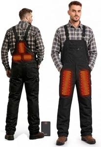 Eoyekli Mens Heated Bib Overalls with 20000mAh Battery - Waterproof Scratch-Resistant Insulated Work Pants with Multi-Pockets for Construction, Hunting, Snow Removal, Fishing and Skiing
