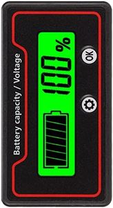 LCD Battery Meter, 12-84 V Battery Capacity Voltage Tester with Alarm, Battery Capacity Voltage Meter with Connection Cable for 12-84 V Battery Capacity Monitor (Green