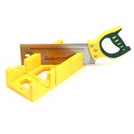 QWORK Multifunction 12” Mitre Box with 14” Back Saw, 45° hole slot