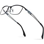 FONEX Pure Titanium Glasses Frame Men Square Eyeglasses Optical Eyewear F85775, F85775 Black, 55-17-142