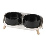 Elevated Dog Food Water Bowl - Raised Dog Bowls with Stand Non Skid - Double Dog Feeding Bowl Set with Splash Proof Guard - Ceramic Pet Dish for Small to Medium Dogs and Large Cats - 28.74 oz - 850 ml