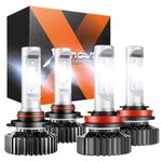 SEALIGHT H11 9005 LED Headlight Bulbs, 80000 Lumens HB3 H8 H9 High Beam Low Beam LED Light Combo Package with Super Bright CSP Chips, 6000K Cool White, Halogen Replacement, Plug and Play, Pack of 4