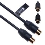 RF Coaxial Cable TV Aerial Lead 10m Coax Plug Male to Female Antenna Socket Extension for Freeview, SKY/SKY HD, Virgin, BT, DVD, VCR Connect to Television | Gold M-F Connector (Black)