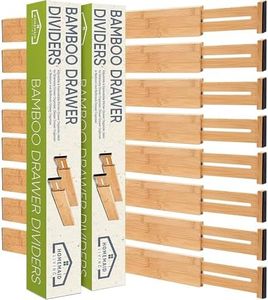 Homemaid Living Bamboo Drawer Dividers Adjustable & Expandable, Kitchen Drawer Organizer, Ideal for Silverware Drawer Organizer, Dresser Drawer Organizer or Bedroom & Bathroom Drawer Organizer (8pk)