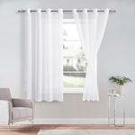 DWCN White Sheer Curtains with Tiebacks Semi Transparent Voile Grommet Curtains Elegant Window Curtains for Bedroom and Living Room,2 Panels,W56 x L54