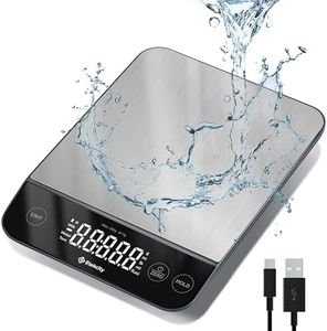 Etekcity Food Kitchen Scale 22lb, Digital Weight Grams and Oz for Weight Loss, Baking and Cooking, 0.05oz/1g Precise Graduation,5 Weight Units, IPX6 Waterproof, USB Rechargeable,304 Stainless Steel