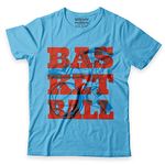 WOBINOBI Boys T-Shirt Basketball Art 100% Cotton Boys T-Shirt (Sky Blue, 13-14 Years)