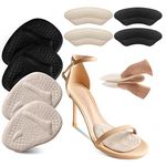 Riootlnm Metatarsal Pads, Ball of Foot Cushions, Heel Pads Inserts for Too Big Shoe, Reduce Foot Pain, No Slip Heel Grips Liners Shoe Pads for Loose Shoe, Blisters (Beige+Black)