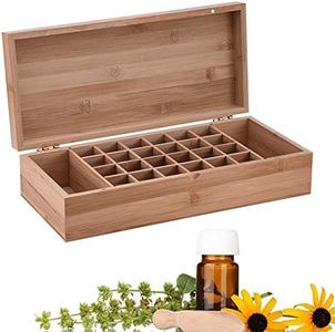 Pure Vie Essential Oil Bamboo Storage Box Travel Display Presentation, Holds 26 Bottles for 5, 10, 15ml - Aromatherapy Organizer Nail Polish Fragrance Container - Keep Your Oils Safe & Space Saver