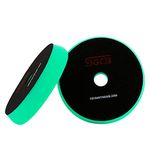 SGCB Premium 6” RO DA Car Polishing Foam Sponge Pad, Medium Cutting Hook & Loop Grip Polisher Pad Flat Light Pad Finishing Sponge Disc Buffing Pad for Moderate Paint Oxidation Debris Removal, 1 Green