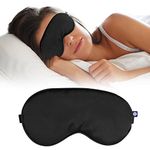 Boldfit Silk Eye Mask For Sleeping With Adjustable Strap Premium Silk Sleeping Mask Blind Fold For Smooth&Comfortable Sleep Travelling Sleep Mask Pad Sleeping Eye Mask Blind Folds For Sleeping-Black