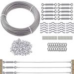 TooTaci 3mm Wire Rope Kit, 3mm Wire Balustrade Kit, 60M Stainless Steel Cable Wire Rope, 7×7 Strands, M5 Turnbuckle Eye and Eye,Hooks,Crimping Sleeves, for Fence Wire Kit,Cable Railing